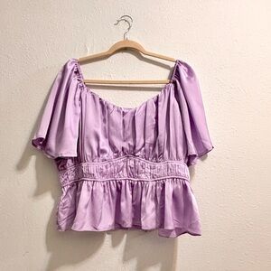 ARULA Lilac Blouse with Ruffle Hem
